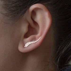 Gold Plated Leaf Ear Cuff Earrings